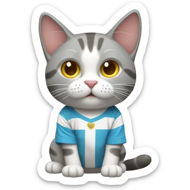 gato con camiseta de argentina tomando mate sticker