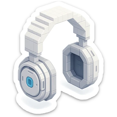 white Sony headphones with a futuristic design sticker