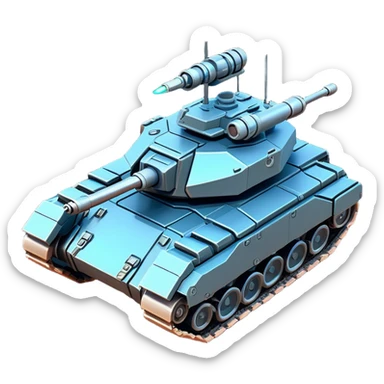 Clash of Clans aesthetic: Cinematic heroic Space Tank Emoji, rendered in a 3D vector-style similar to standard emojis with minimal shading and bold, simplified shapes. A robust, isometric armored vehicle with sleek futuristic plating and energy cannons, softly glowing with a high-tech cosmic combat charm. Simplified yet unmistakably iconic, highly detailed and consistent, glowing with a soft radiant shine and high gloss. Stylized with a touch of intergalactic warfare and a soft glowing outline, capturing the essence of a futuristic battle machine with a friendly, playful spirit! sticker