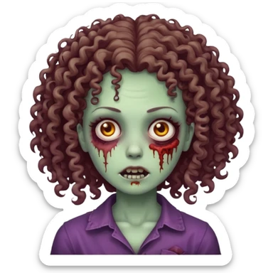 zombie girl with curly hair sticker