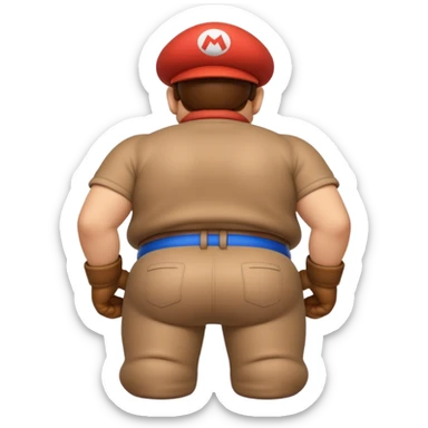 back view of super mario with huge massive buttcheeks  sticker