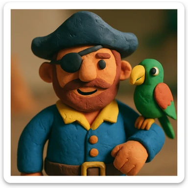 pirate with eye patch and parrot sticker