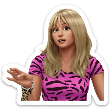 blonde girl in animal print sticker