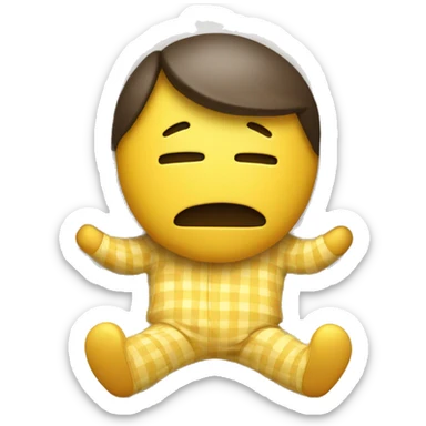 yellow emoji man with pillow head in pajamas in bad sticker