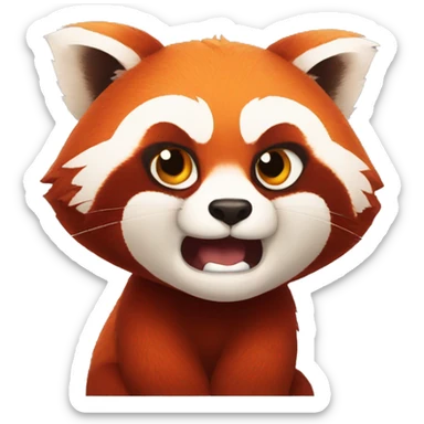 Red panda clenches his fist and is angry sticker