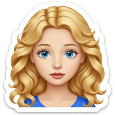 Junge Frau mit welligem goldenen Haar und blauen Augen und Volumen Lippen 2ml sticker