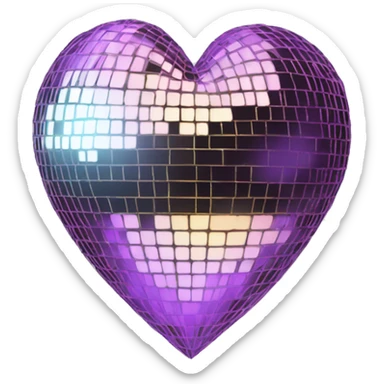 mirrorball in the shape of a heart sticker
