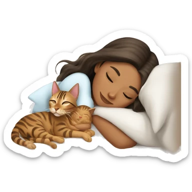 brunette girl sleeping with bengal cat sticker