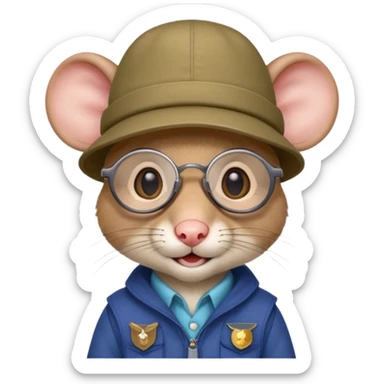 humaniod mice with a scout hat with glasses sticker