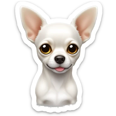 Perrito chihuahua color blanco completamente con lengüita de fuera sticker