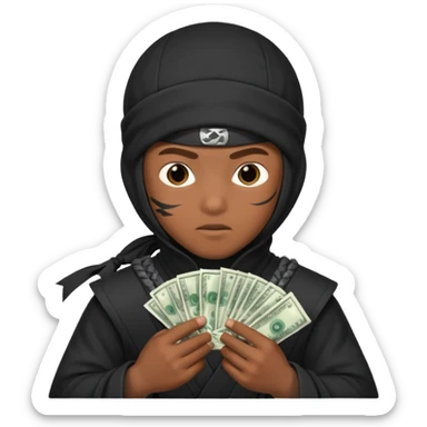 Niño ninja con dinero sticker