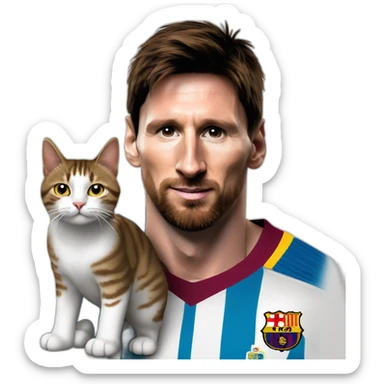 lionel messi witha a cat sticker
