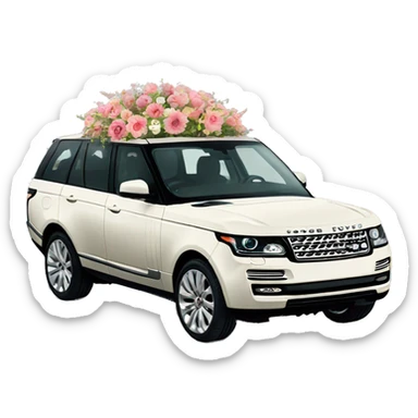 Range Rover filled with flowers sticker