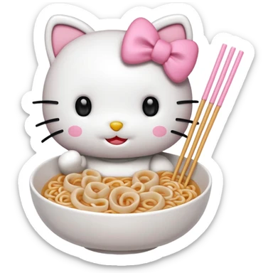 Hello Kitty eating udon noodles sticker