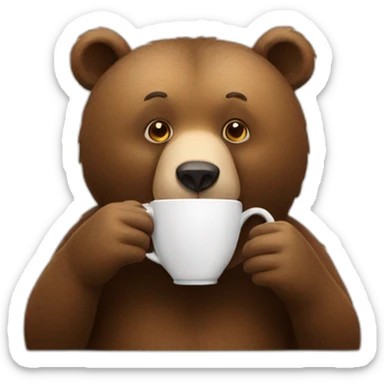 Bear drinking coffee sticker