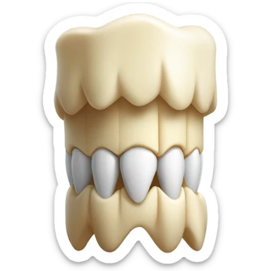 A pillar made out of teeth with a wider top and bottom sticker