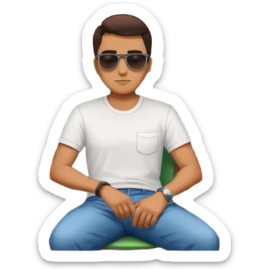 Man + chair + city view, Balcony Sitters sticker