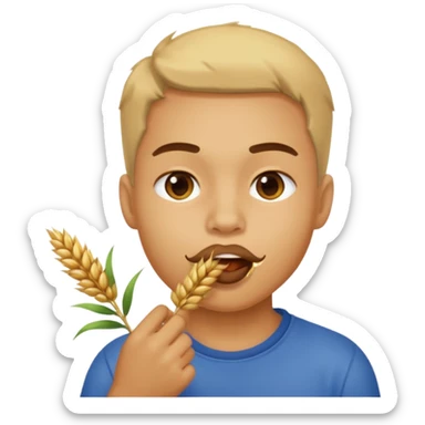 Campechano mordiendo una ramita de trigo en la boca sticker
