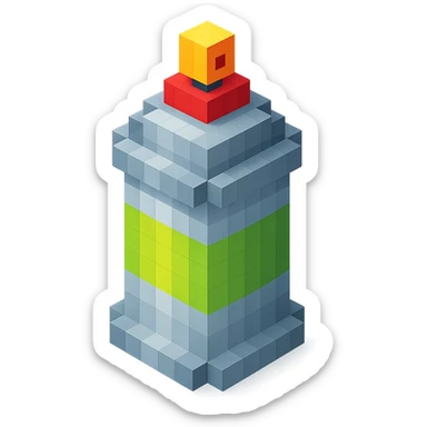 voxel style spray paint can, generic color, isometric view sticker