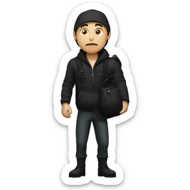 The thief was carrying a large black bag The thief was carrying a large black bag sticker