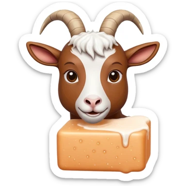 goat chewing on a foamy soap bar sticker