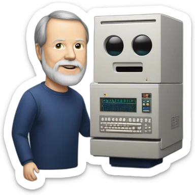 Ken Thompson with Dennis Ritchie with a PDP-11 sticker