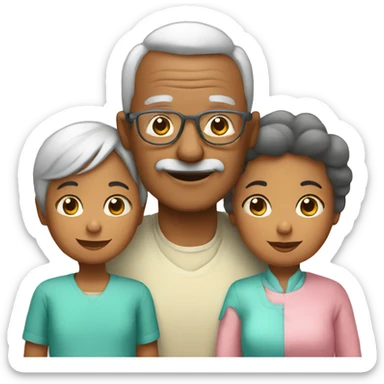 grandpa and grandma and child sticker