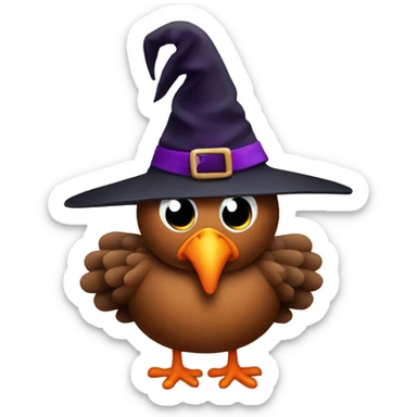 Turkey with witches hat sticker