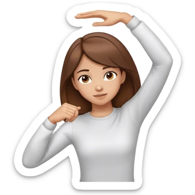 Girl with brown hair and her arms in dab pose sticker