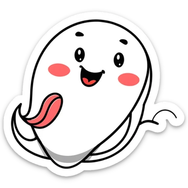 playful smiley face with tongue wiggling from side to side, motion lines showing the tongue swinging, dynamic pose sticker