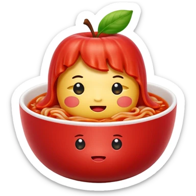 baechu kimchi in a bowl, apple emoji style, closely matching reference photo sticker