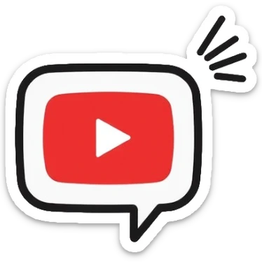 A minimalist logo for "YoutubeShort" combining YouTube play button in red (#FF0000) with a speech bubble and a simple AI brain circuit pattern. Clean lines, flat design. sticker