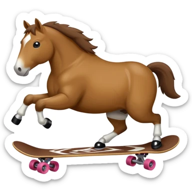 Fat horse doing a kick flip on a skateboard  sticker