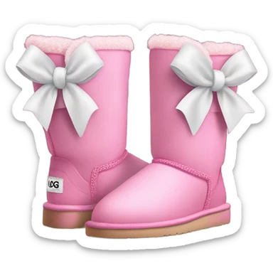 Pink uggs with a white bow sticker