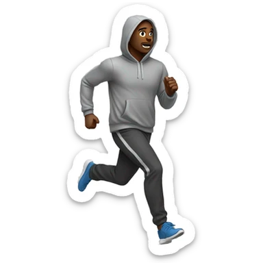 Black man running wearing a hoodie  sticker