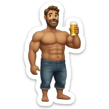 muscular man with beer belly sticker