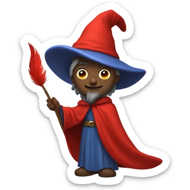 wizard holding a red feather sticker