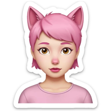 Girl with short hair and pink wolf cut sticker