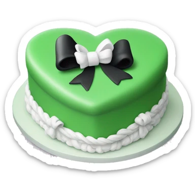 Green heart shaped birthday cake with black and white bows  sticker
