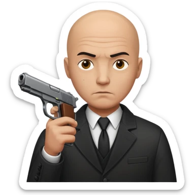 bald hitman with pistol sticker