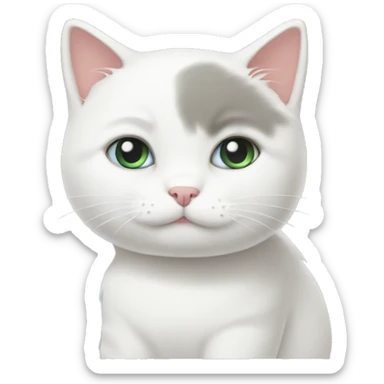 White cute cat with left ear down  sticker