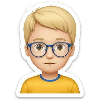 10 years old boy with glass and yellow T shirt and blue trousers sticker