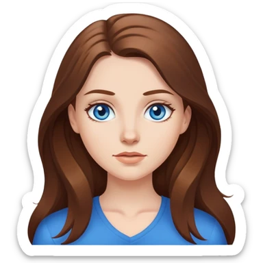 white girl long brown hair blue eyes sticker