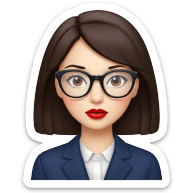 brunette with red lipstick and glasses sticker