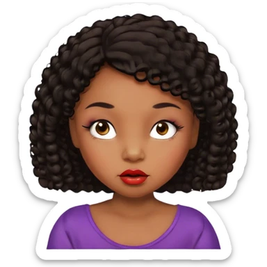 Glamourous, brown skin tone, very beautiful baby, with big plump lips, long long lashes, black curly smooth short hair, brown eyes sticker