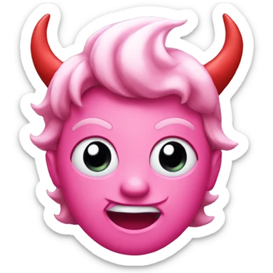  pink emoji with devil horns smirk sticker