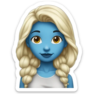 girl with blue skin like smurf sticker