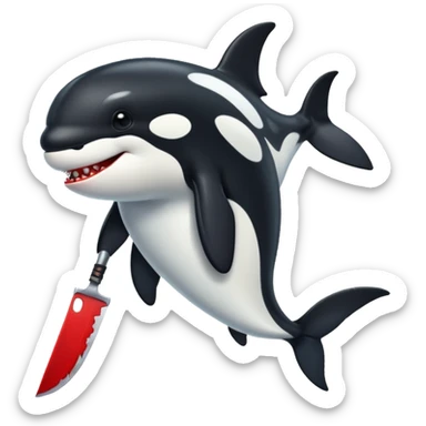 orca holding a bloody knife sticker