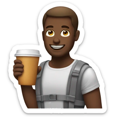 Large white guy drinking dunking donuts coffee sticker