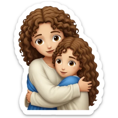 Curly hair girl hugging Jesus Christ  sticker